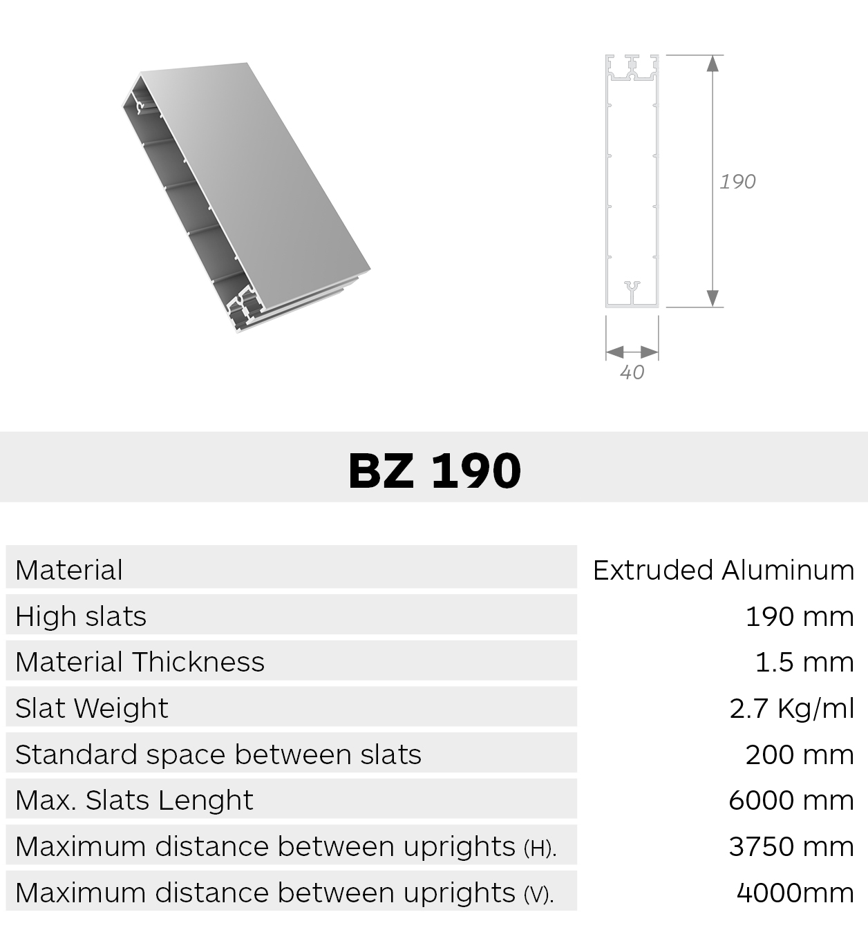 Gradpanel Serie BZ 190 slats