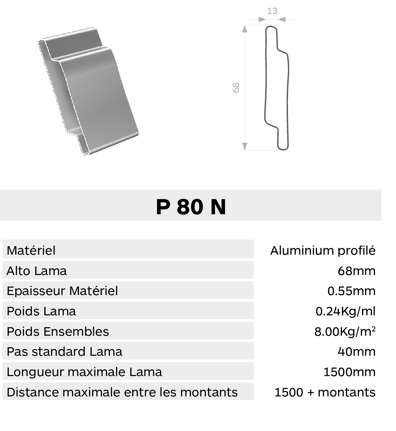 Caracteristica lama P80N